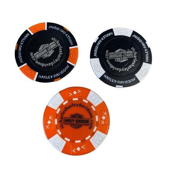 Harley Davidson Poker Chips Dealer Lot of 3 St Charles Missouri - Picture 2 of 2
